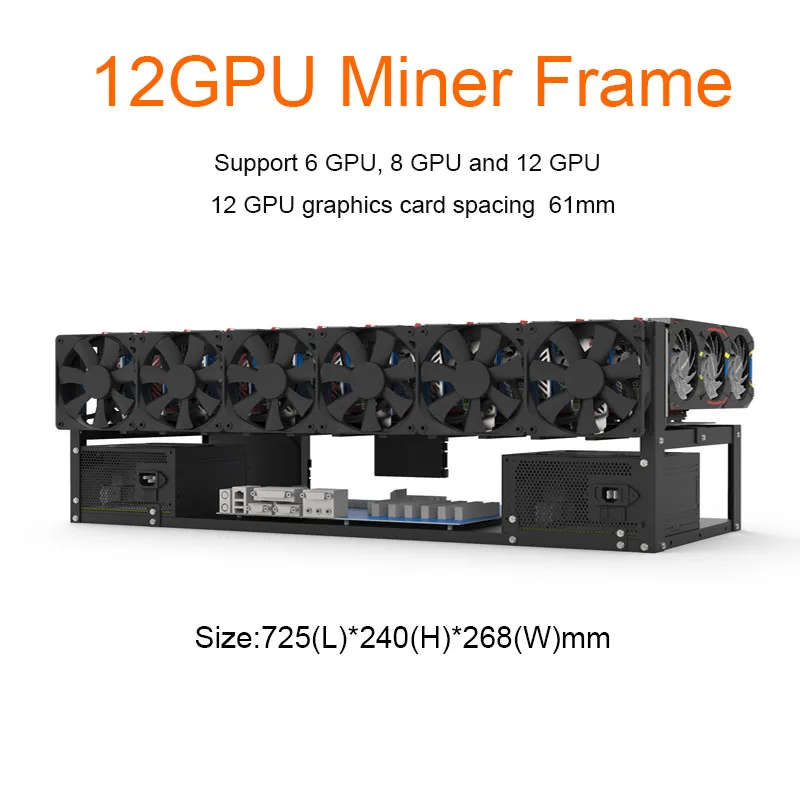 New A Variety Of Styles 12 GPU Open Miner Mining Rig Frame Case Motherboard Board Bracket Bitcoin