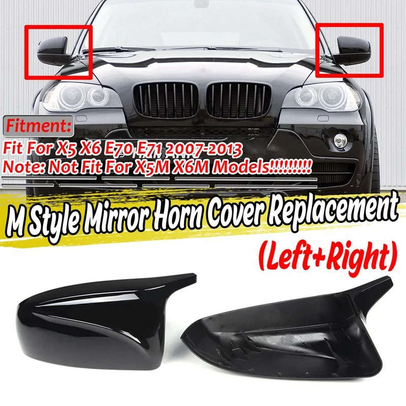 Rearview Side Mirror Cover for BMW- X5 E70 X6 E71 2008-2013 Side Door Rearview Cover Caps ABS