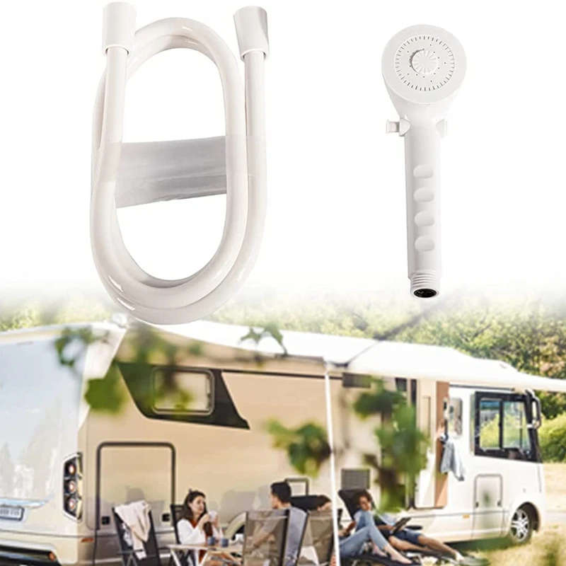 RV Shower Head with Hose for RV, Camper, Van, Travel Trailer, Motorhome and Boat, White