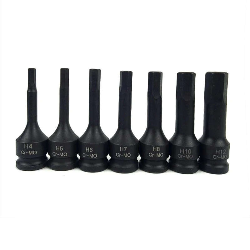 7 PCS/ Set 3/8 Inch Metric CR-MO Steel Car Pneumatic Pressure Batch Socket Set Tool, 7089 H Type