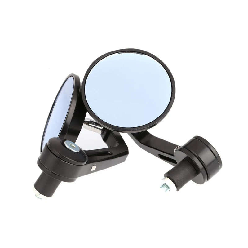 7/8" Universal Round Motorbike Motorcycle Handle Bar End Rearview Side Mirrors Black