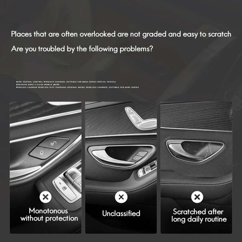 Glossy Black Car Door Handle Bowl Cover Trim for Mercedes Benz C E GLC Class W205 X253 GLC260L