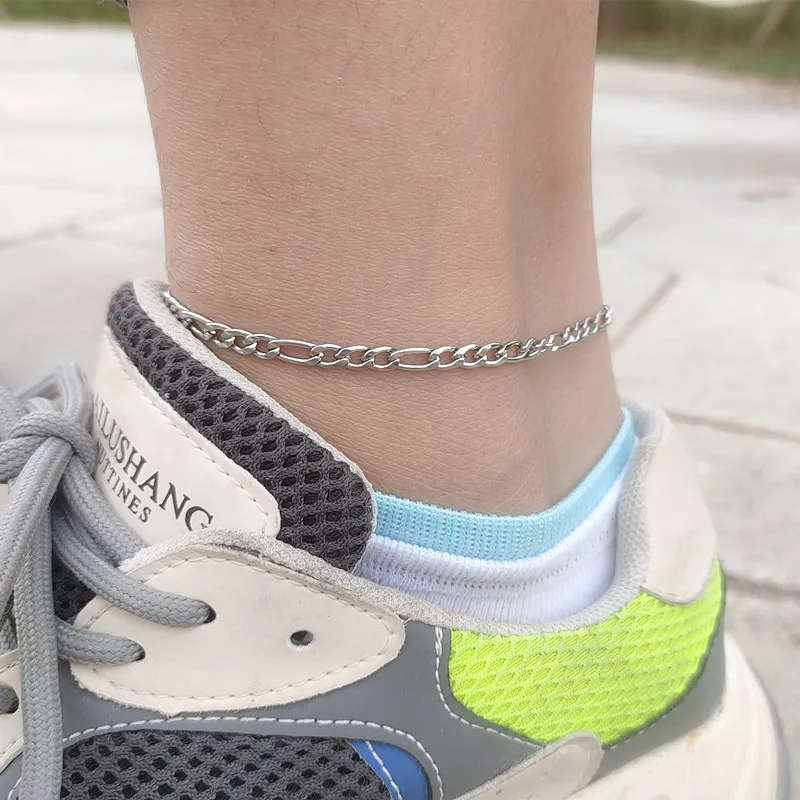 Retail Price R650 Stainless - Figaro Chain Anklets SILVER COLOUR 4mm Width- DO NOT FADE