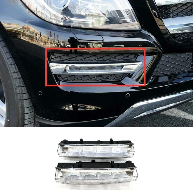1 Pair Front LED Daytime Running Light for Mercedes Benz GL350 GL450 GL550 GL63 AMG 2013-2016