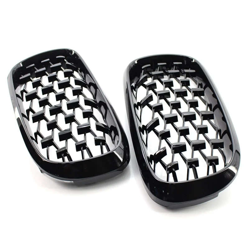 Diamond Style ABS Front Racing Grille For-BMW X5 X6 F15 F16 F85 F86 Gloss Black