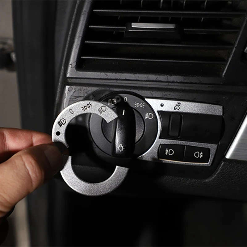5Pcs Car Headlight Switch Trim Sticker Headlight Switch Button Cover for BMW- X3 2006-2010