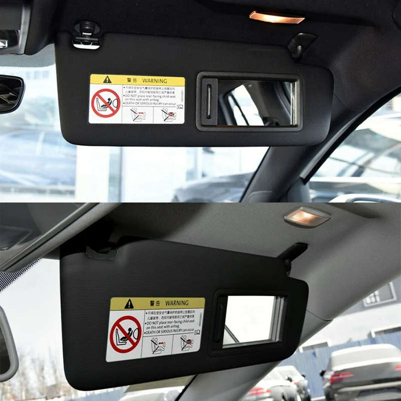 Right Side Car Interior Sun Visor Shade with Makeup Mirror Black for Golf MK7 2014-2017