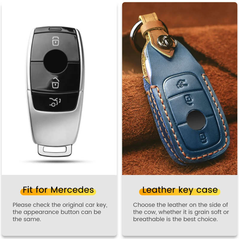 For Mercedes Benz AMG E E200 E400 E550 Class W213/C W205 2018-19 Genuine Leather Car Key Case Bag