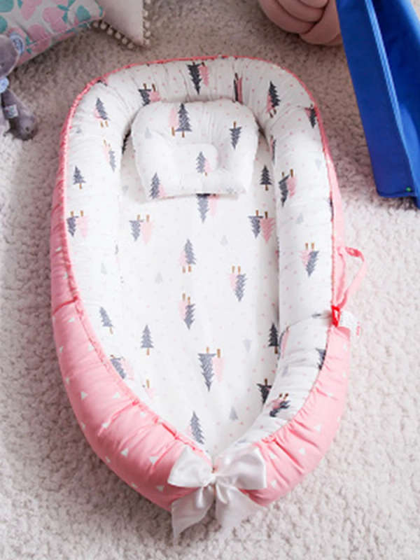Baby Nest Bed Portable Crib Travel Bed Infant Toddler Washable Cotton Cradle for Newborn Baby Sleep