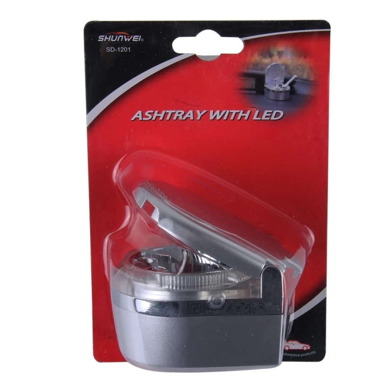 Mini Portable Car Ashtray Blue LED Light for Dashboard Cigar Cigarette