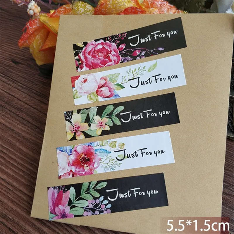 50pcs Just for you flower gift sealing label Adhesive Sticker 5.5x1.5cm