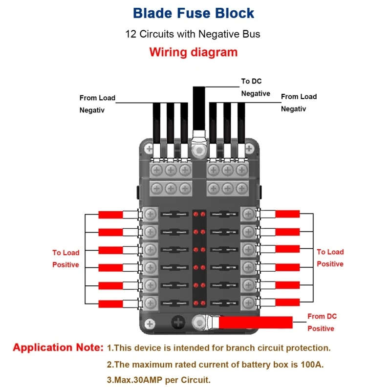Independent Positive Negative 1 in 6/12 Out 6/12 Way Circuit Blade Fuse Box Holder Kits