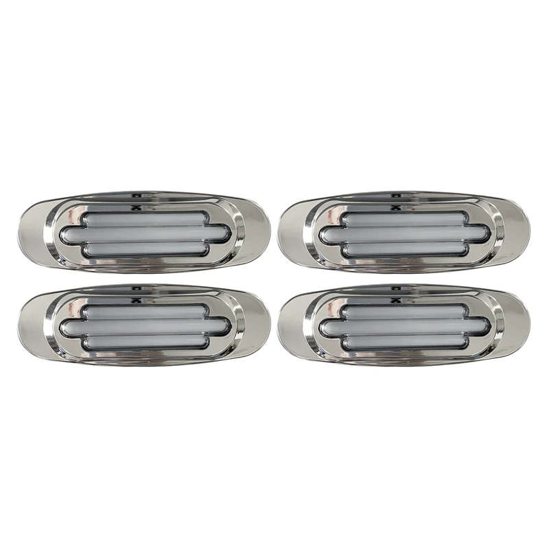 4 Pcs Side LED Marker with Chrome Bezel Universal LED Clearance Markers for Truck Trailer Boat