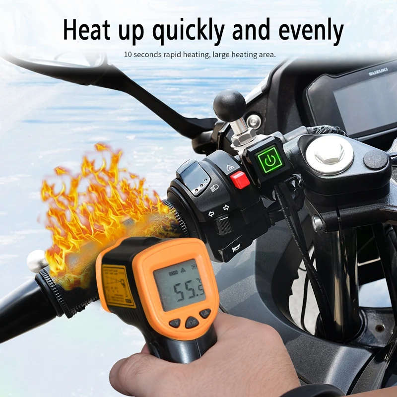 Motorcycle Handlebar Electric Hot Heated Grips Warmer Kit Thermostat Snow ATV Heating Handlebar