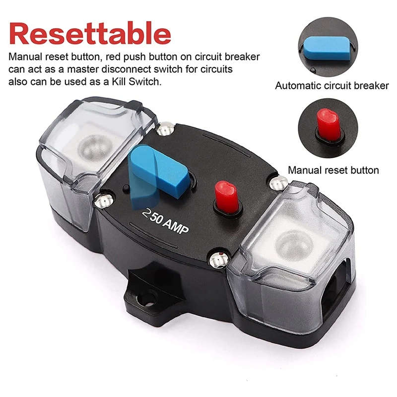 Circuit Breaker Manual Reset, Car Stereo Audio Inline Fuse Block Holders Inverter for Automotive