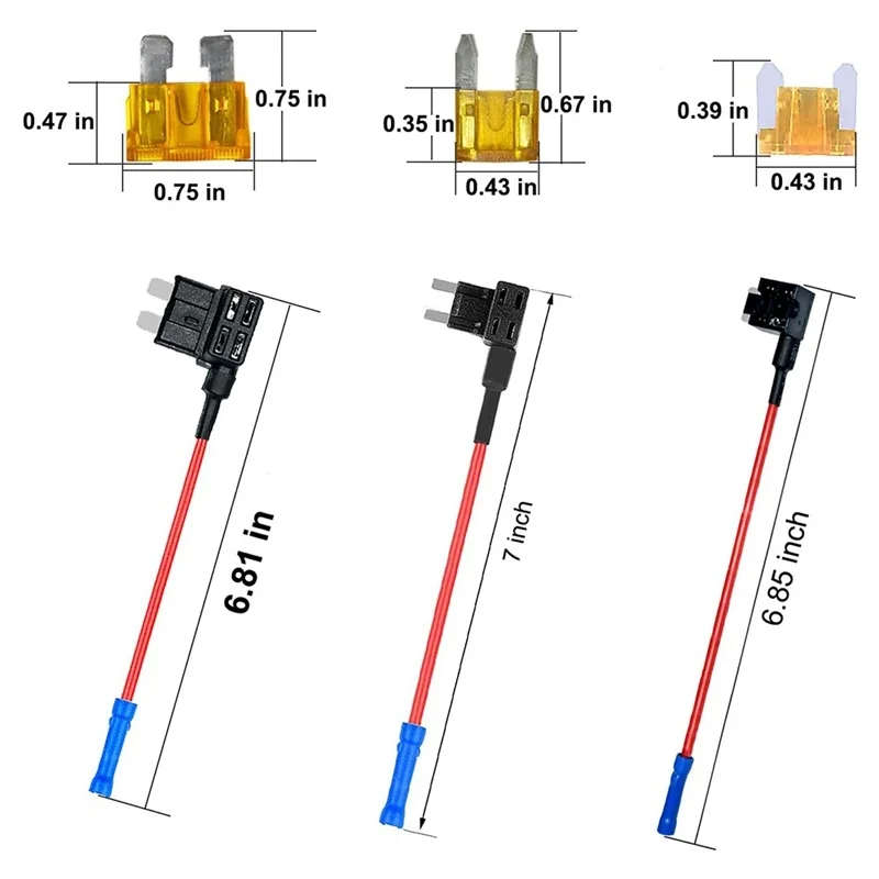 3 Types Add-A-Circuit Adapter & Fuse Kit - Fuse Tap Fuse Holder with Fuse for Cars Trucks Boats