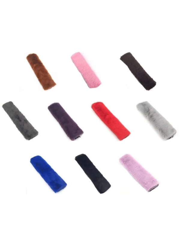 2 Pairs Fleece-like Car Safety Belt Cover Auto Interior Plush Safety Belt Cover