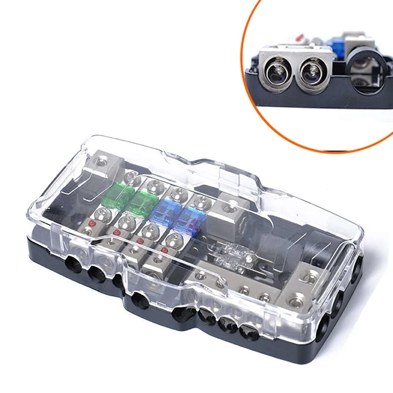 Car Audio Stereo Fuse Distribution Block Ground Mini ANL Fuse Block 4 Way Fuse Block 30A 60A 80Amp