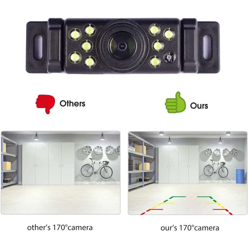 Rear View Reverse Camera with 170??Wide Angle 9 LED Lights Super Clear Night Vision