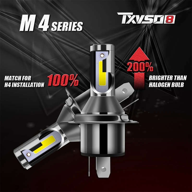 TXVSO8 H4 LED Headlight Bulbs 26000LM Per Set 6000K White for High&Low Beam Hi/Lo Plug and Play