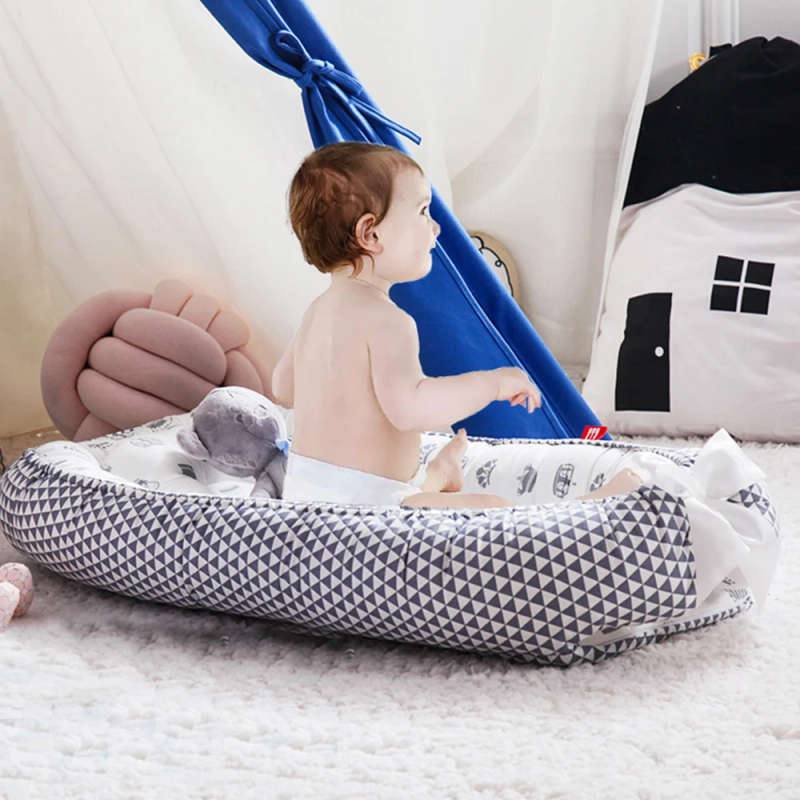 Baby Nest Bed Portable Crib Travel Bed Infant Toddler Washable Cotton Cradle for Newborn Baby Sleep
