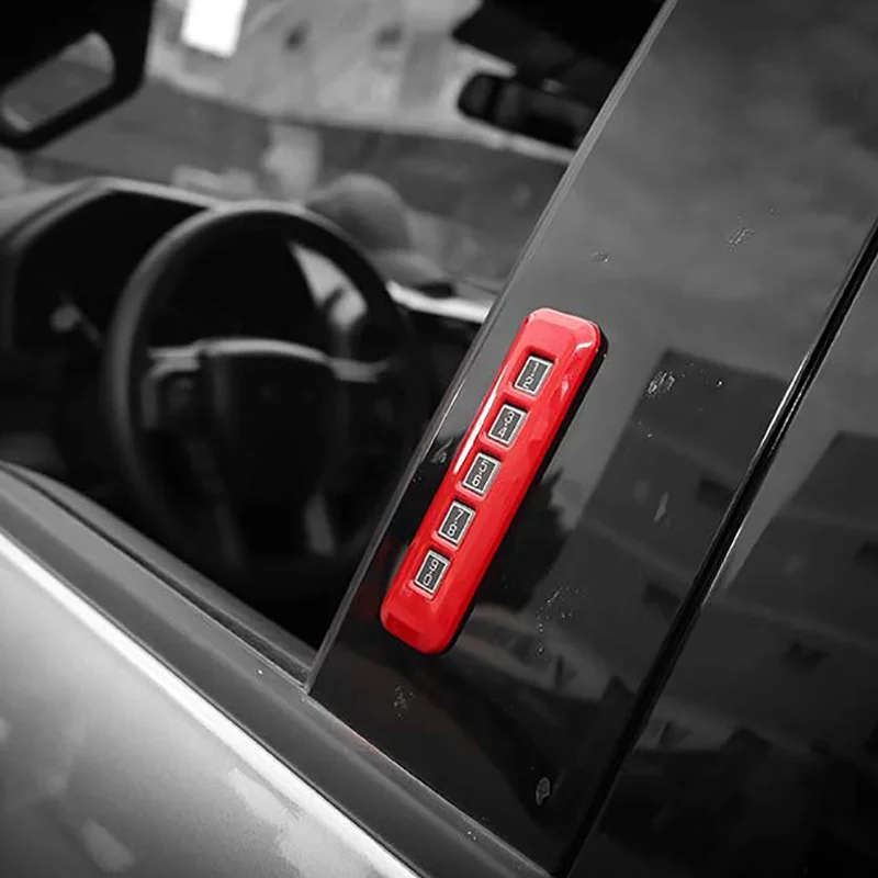 Car Door Password Code Lock Switch Button Frame Cover Trim for Ford F150 2015-2020, Red