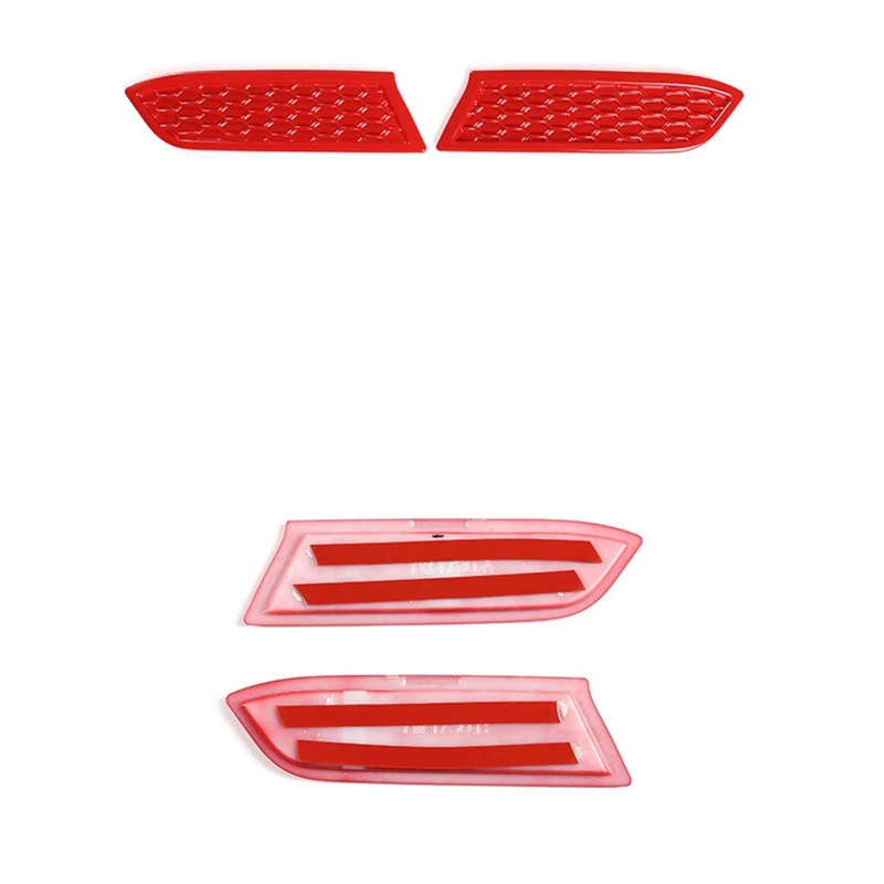 For Toyota Tacoma 2016-2020 Front Bumper Headlight Honeycomb Cover Trim Panels, Red