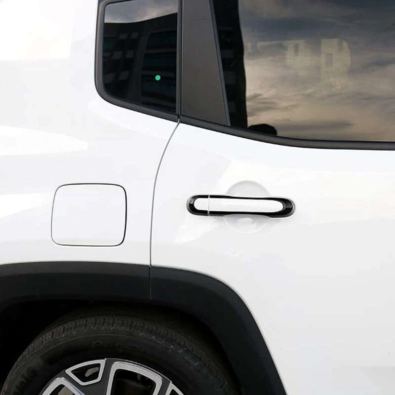Exterior Door Handle Cover Inserts Trim Accessories for Jeep Renegade 2016-20 (Black)