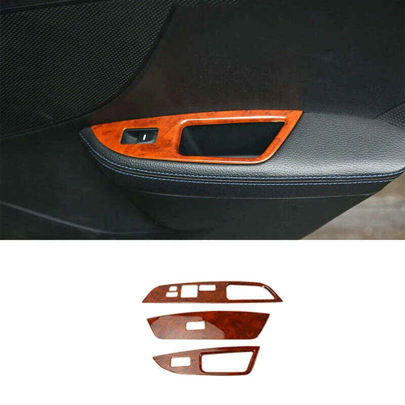 3Pcs for Hyundai Veloster 2011-2017 Peach Wood Grain Window Lift Switch Button Panel Cover Trim