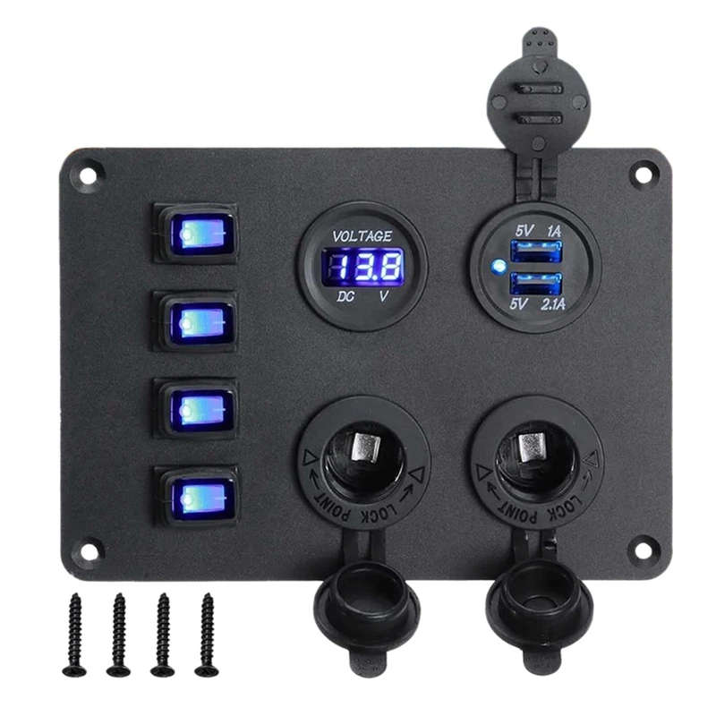 12V-24V Boat Switch Panel Switch Panel Waterproof Digital Voltmeter