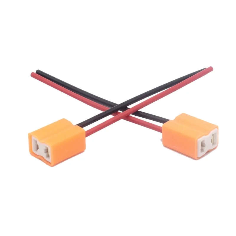 2Pcs H7 Ceramic Led Bulb Socket Holder H7 Headlight Ceramic Plug Adapter Extension Copper Cable