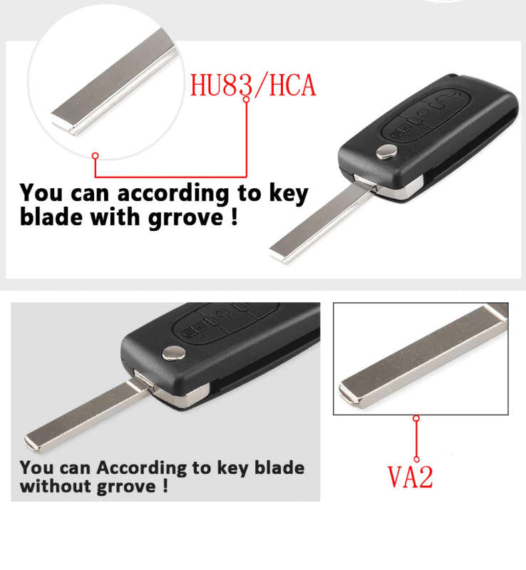 For Citroen C2 C3 C4 C5 C6 C8 433Mhz ID46 3 Buttons light Flip Remote Car Key Fob VA2/HCA Blade