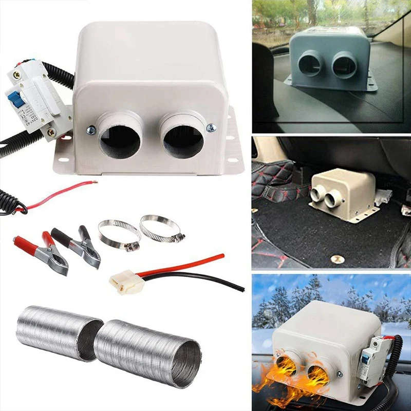 800W Auto Car Heater 12V 2 Hole Heating Defroster Demister Electric Heater
