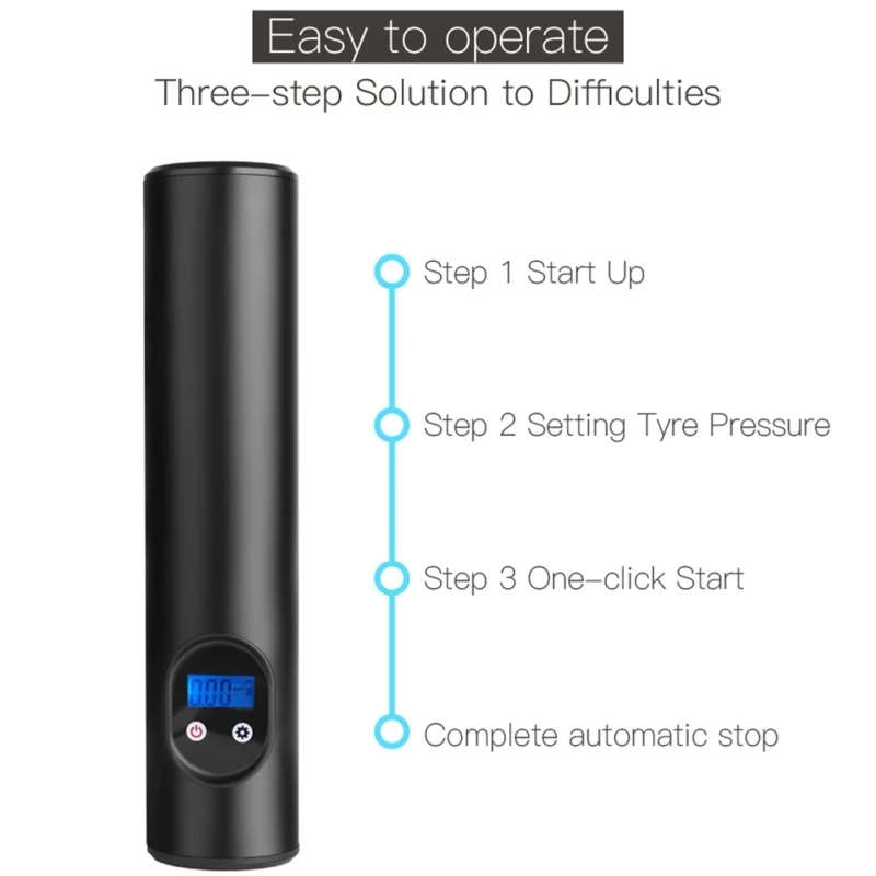 Portable Multifunction Car Bike Wireless Inflatable Pump, Blue color