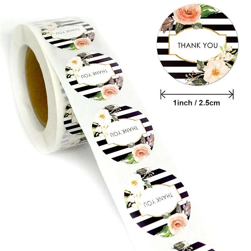 100pcs/roll Thank You Stickers for Seal Labels 1 Inch Gift Packaging Stickers