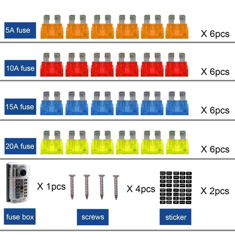 Car High Current Independent Positive and Negative 12-way/ 6-way LED Indicator Plug Fuse Box