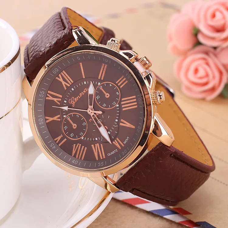 Casual Women`s watch Geneva quartz Watch - Brown