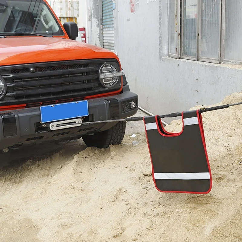 Universal Winch Rope Damper Blanket Safety Flag with Pocket for All Winch Cables, Ropes and Straps