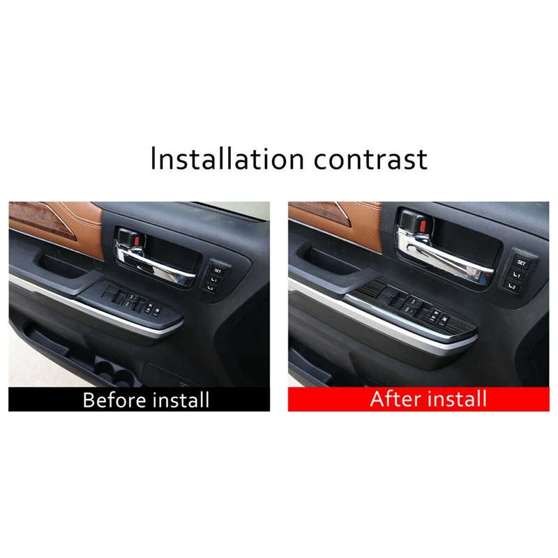 4PCS LHD Stainless Steel Glass Lift Switch Decorative Frame for Toyota - 2014-2021