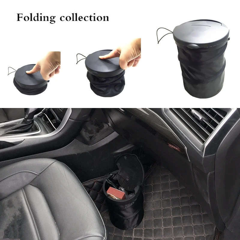 Car Garbage Bin Universal Car Foldable Hanging Type Folding Trash Garbage Storage Bin