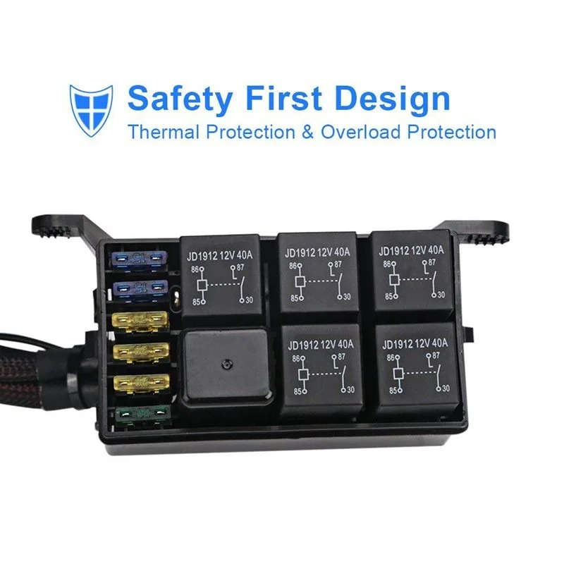6 Gang Switch Panel Electronic Relay System Circuit Control Box Waterproof Fuse Relay Box