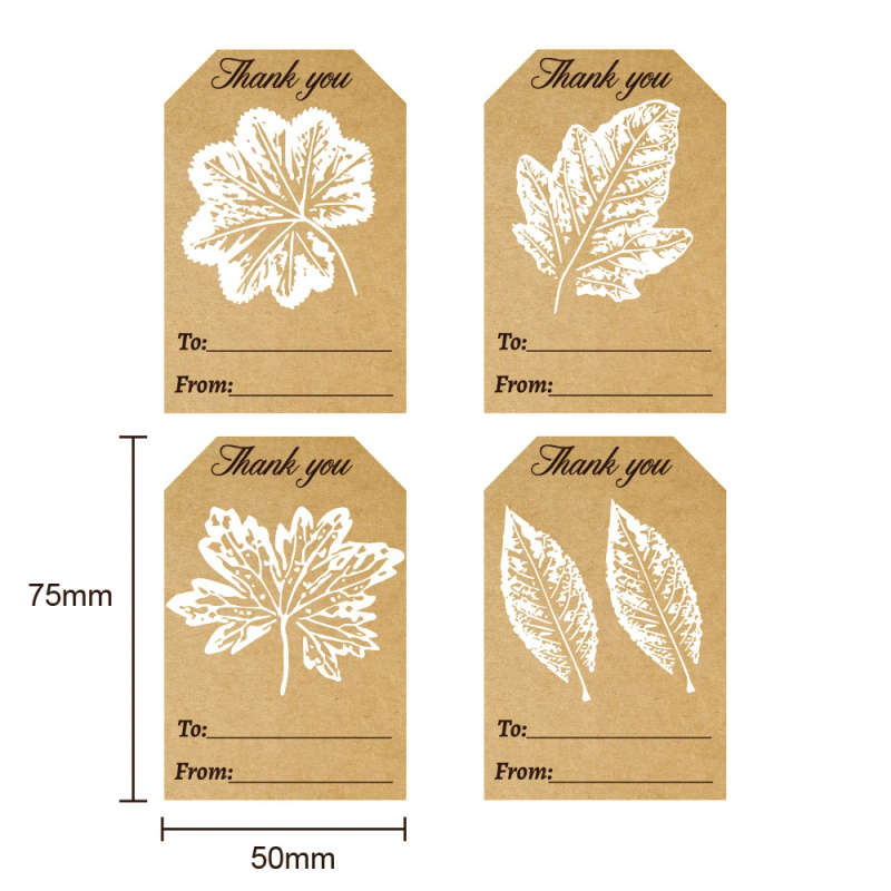 1pcs Gold Leaves 5x7.5cm Kraft Paper Thank You Stickers Seal Labels Ref 04