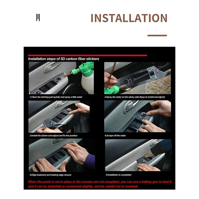 Car Interior Trim Protective Film Decoration 5D Carbon Fiber Vinyl Sticker for-BMW 5 Series G30 G31