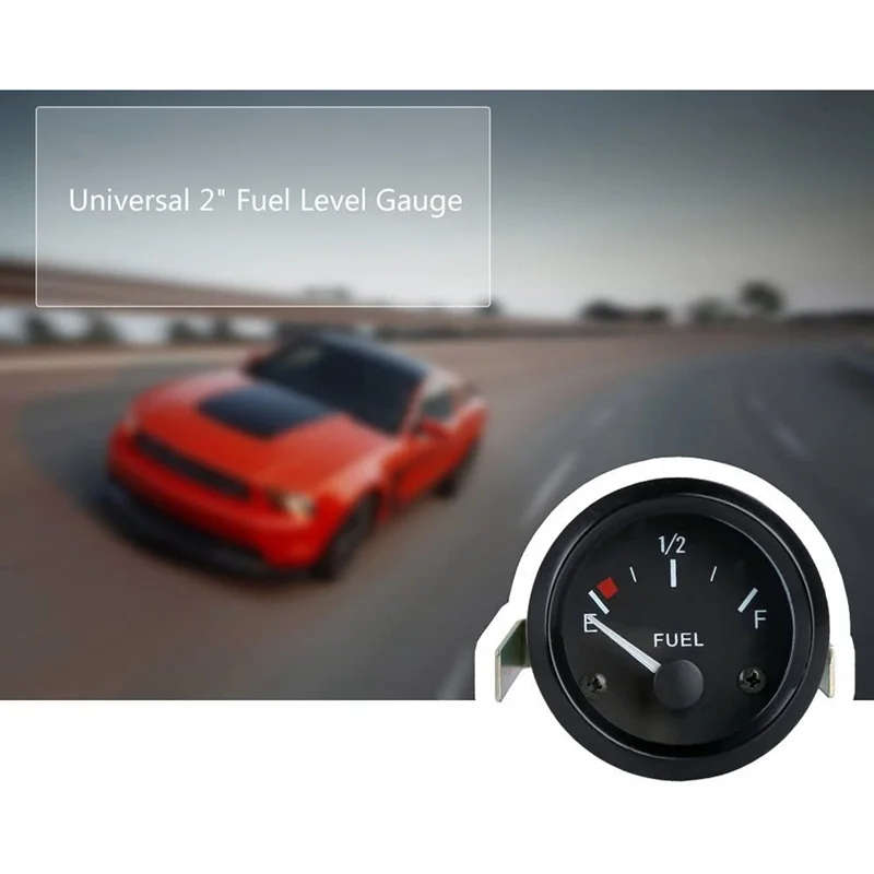 12V 2 inch/52mm Universal Fuel Sensor E-1/2-F Pointer Meter Fuel Level Gauge Fuel Level Gauge