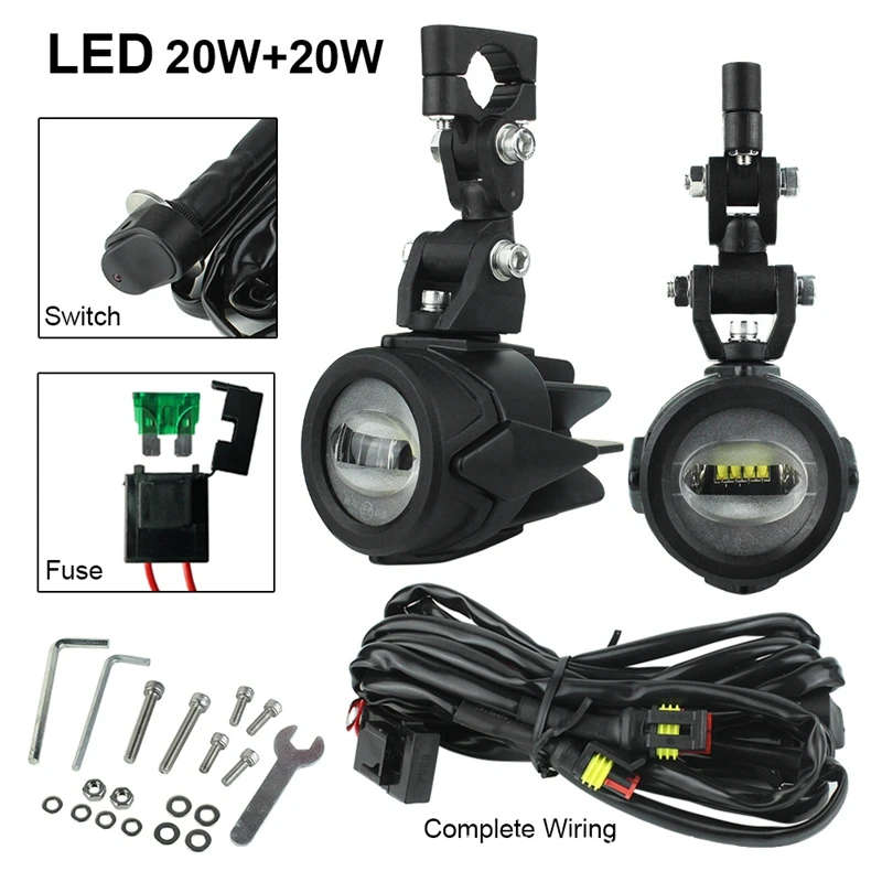 2X 40W LED Assembly Combo Motocycle Fog Lights for BMW R1200GS ADV F800GS R1100GS