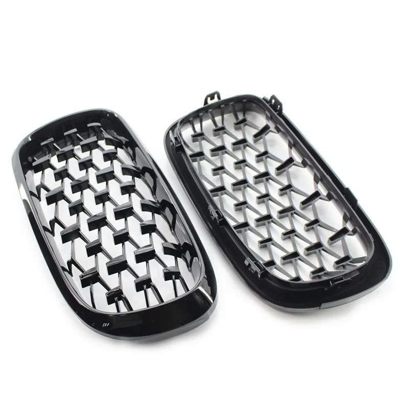 Diamond Style ABS Front Racing Grille For-BMW X5 X6 F15 F16 F85 F86 Gloss Black