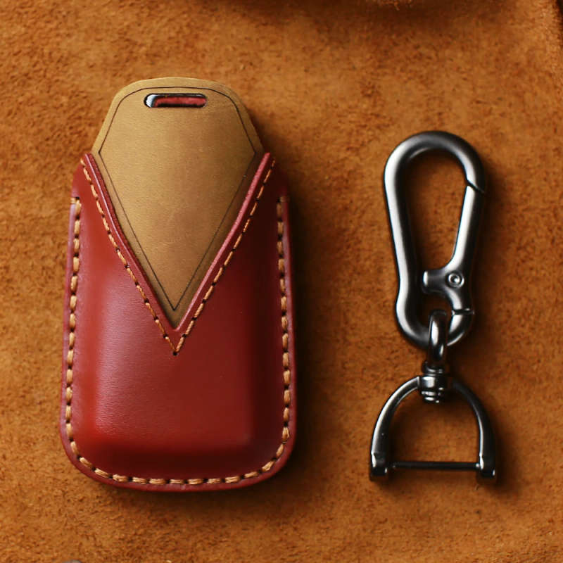 Genuine Leather Car Key Cover Keys Case For Audi Q7 A4L Q5L A5 2016-19 key bag protected