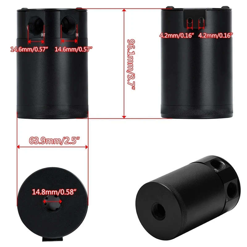 Car Universal Exhaust Gas Engine Oil Pot Two-Hole Oil Storage Tank Kit
