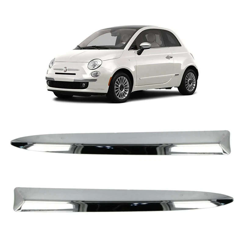 2X Chrome Car Front Bumper Upper Trim Moulding Styling Mouldings for Fiat 500 2007-2015