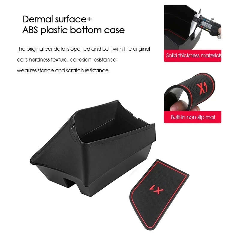 For-BMW X1 X2 F47 F48 -2020 Central Console Armrest Box Storage Box Leather Organizer Tray